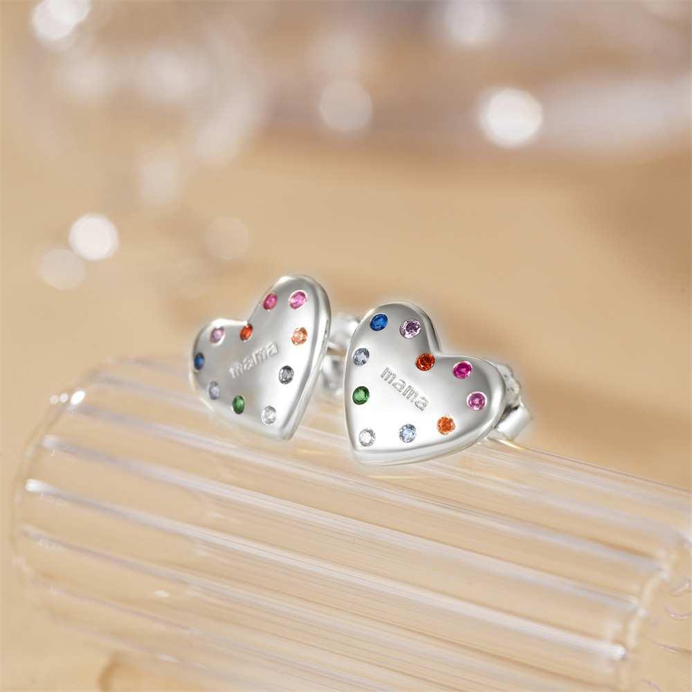4g Weight 925 Sterling Silver Ear Needle Material Zircon Inlay Material Ear Studs Classification 1 Pair Quantity Holiday, Daily Occasion 925 Sterling Silver Material Heart Shape Pattern Women's Gender Plating Design Elegant, Simple Style Style 1 Pair 925 Sterling Silver Zircon Heart Shape Ear Studs 25