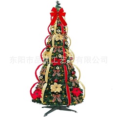 Amazonの新しいクロスボーダー格納式折りたたみ式クリスマスツリー、装飾付き、PVC植毛クリスマスツリー、LEDライト付き
