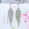 Fashionable earrings, long chain with tassels for bride, European style, suitable for import, diamond encrusted