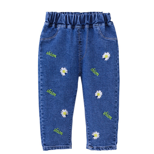 2024 New Korean Style Spring Autumn Girls Jeans Trousers Children Spring Autumn Baby Spring Clothes Loose Western Pants