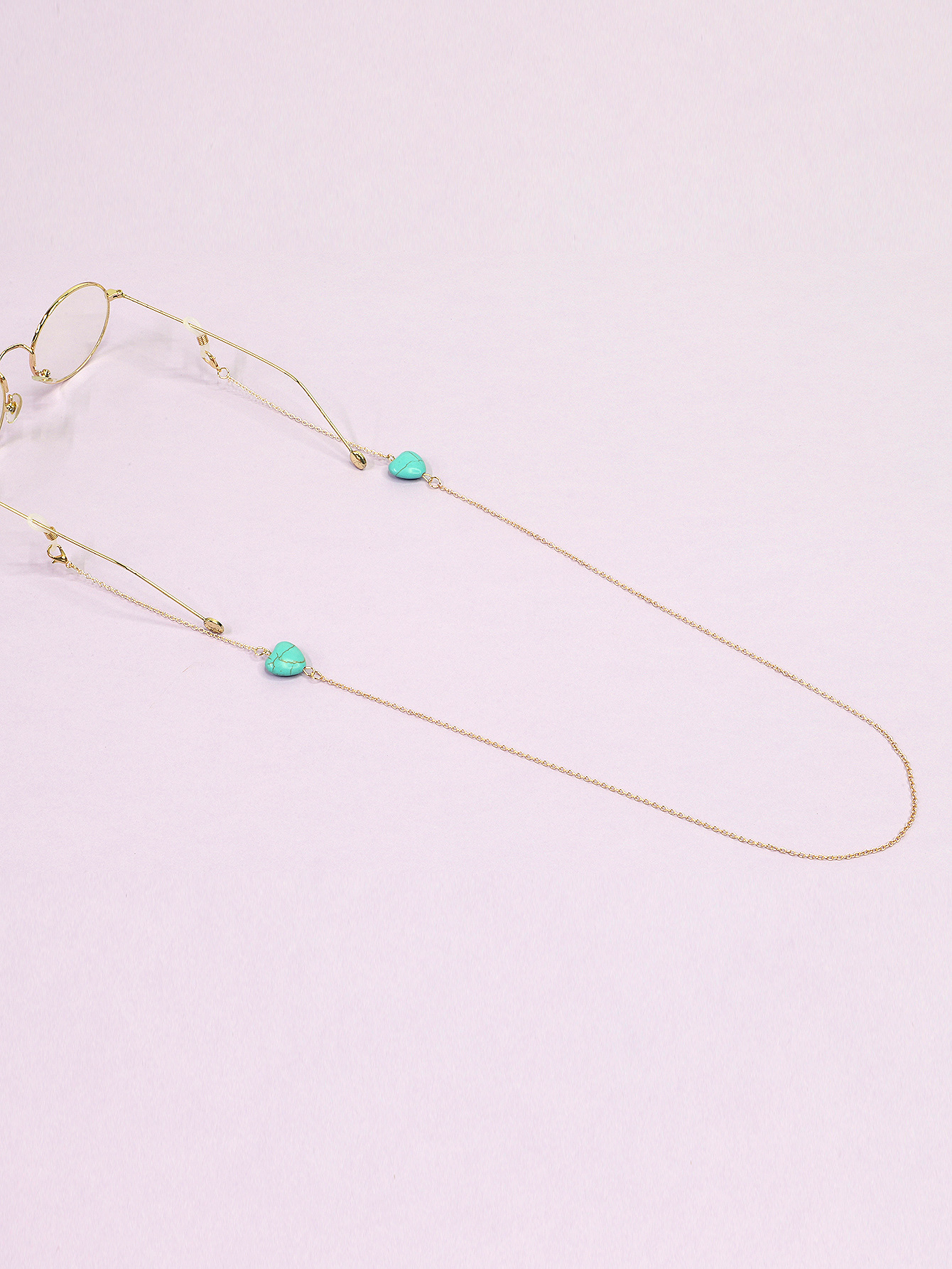 20g Weight Metal Material Black Color Wholesale Heart Turquoise Glasses Chain Two-piece Set Nihaojewelry 3
