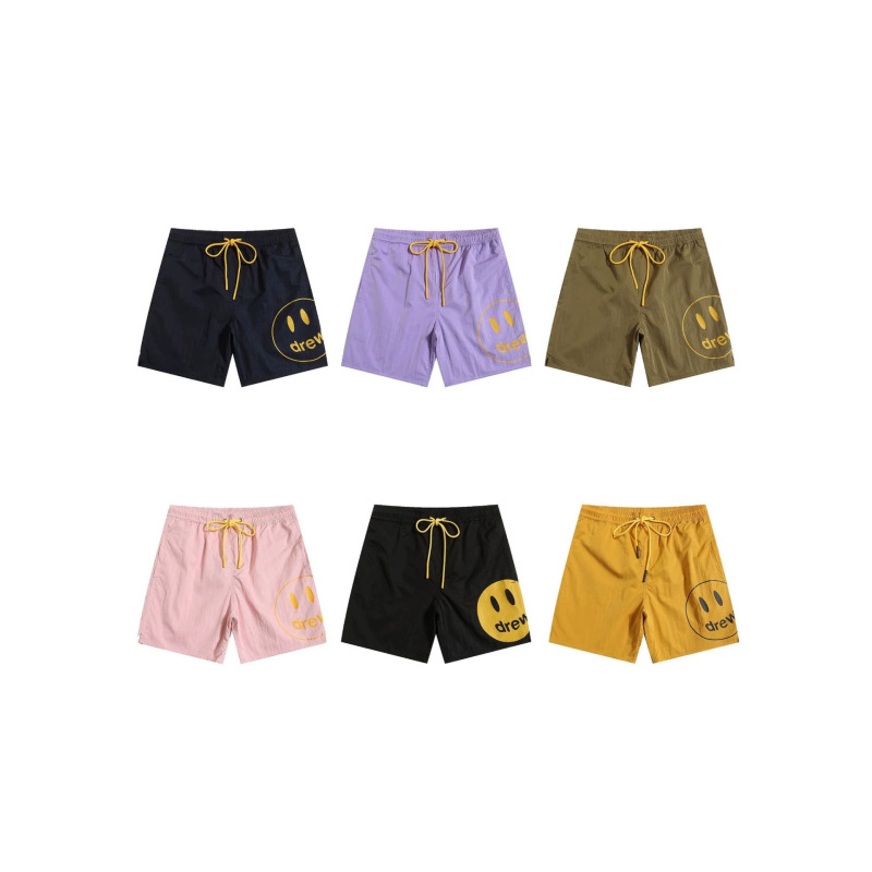 Cross-Border Trendy Brand Drew Smiley Face Print Classic Dopamine Style Loose Sports Casual Shorts Bieber Style