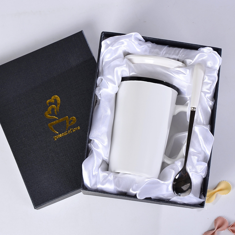 Creativo oro real 520 amor alta taza blanco y negro par simple Oficina leche café