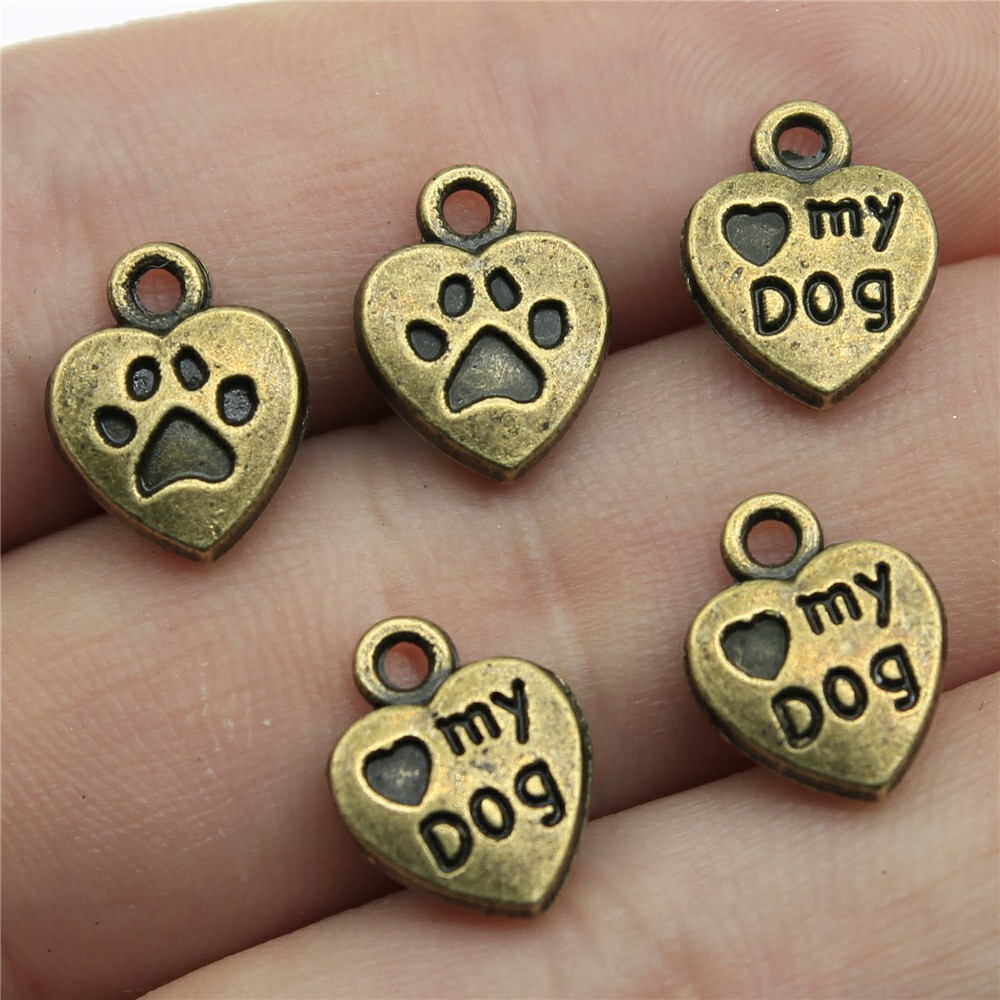 1 Piece Retro Letter Paw Print Heart Shape Alloy Plating Pendant Jewelry Accessories display picture 7