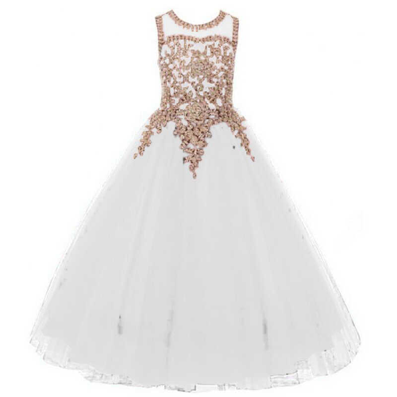 Niñas transfronterizas encaje caliente diamante vestido de princesa sin mangas vestido de niños espectáculo de cumpleaños desfile anfitrión vestido de prenda