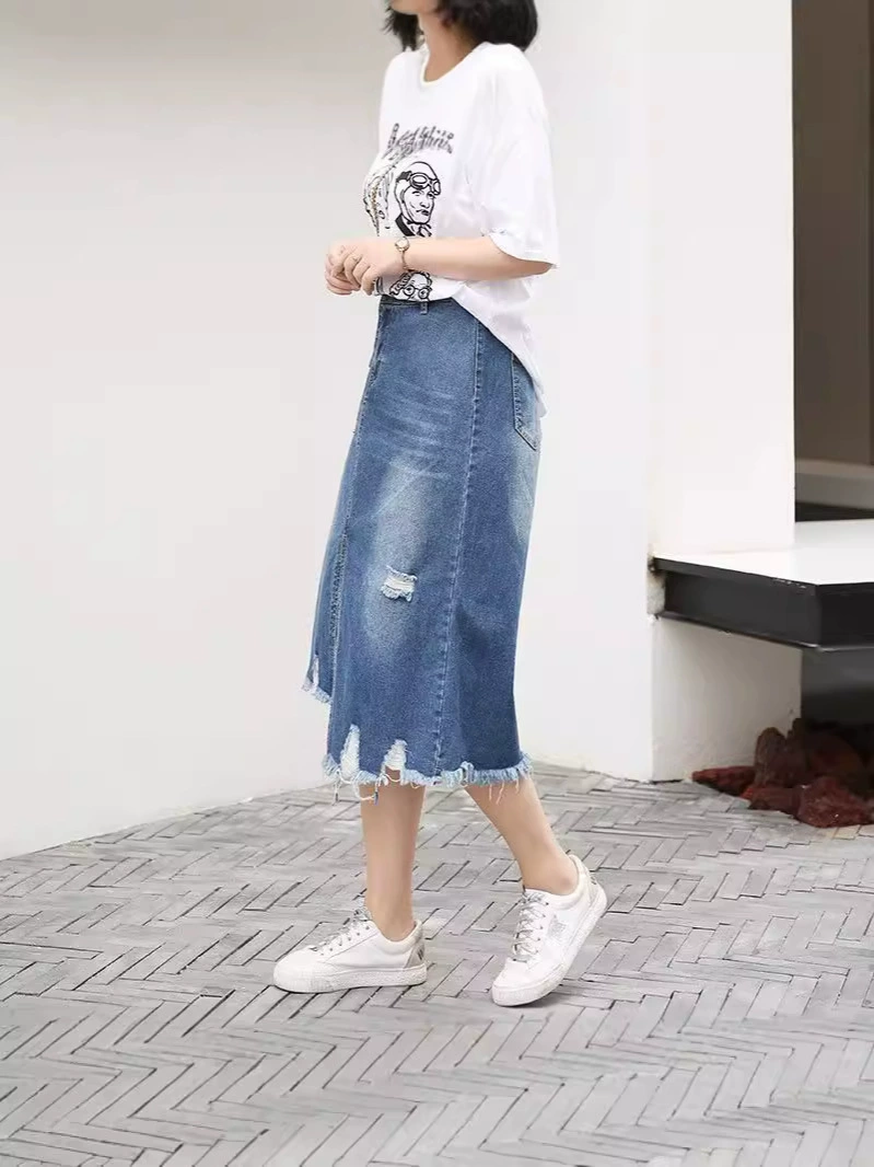 Экстра-лучшая Denim юбка, осень, плюс размер, эластичная талия