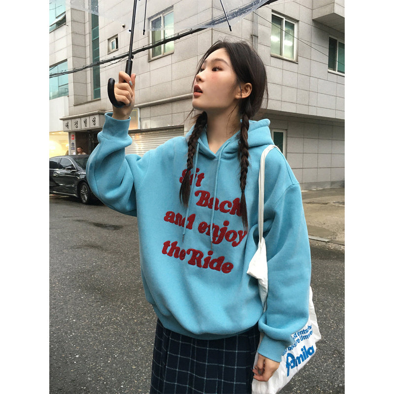 Contrast Color Letter Embroidered Hooded Sweatshirt for Women, New Spring and Autumn Design, Casual and Versatile Top Contrast Color Letter Embroidered Hooded Sweatshirt for Women, New Spring and Autumn Design, Casual and Versatile Top