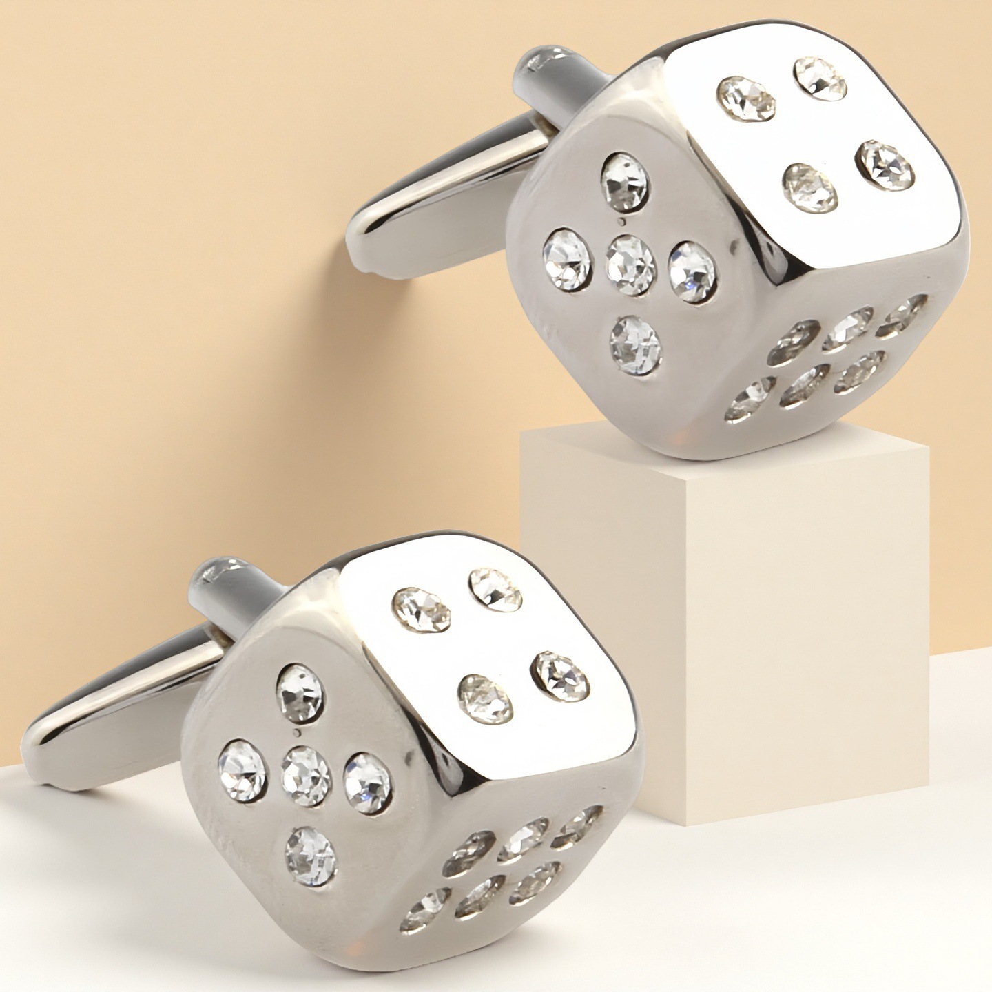 Gambling saint dice silver gambler fun style French folded cuffs cufflinks cuffnails men's king of gambling