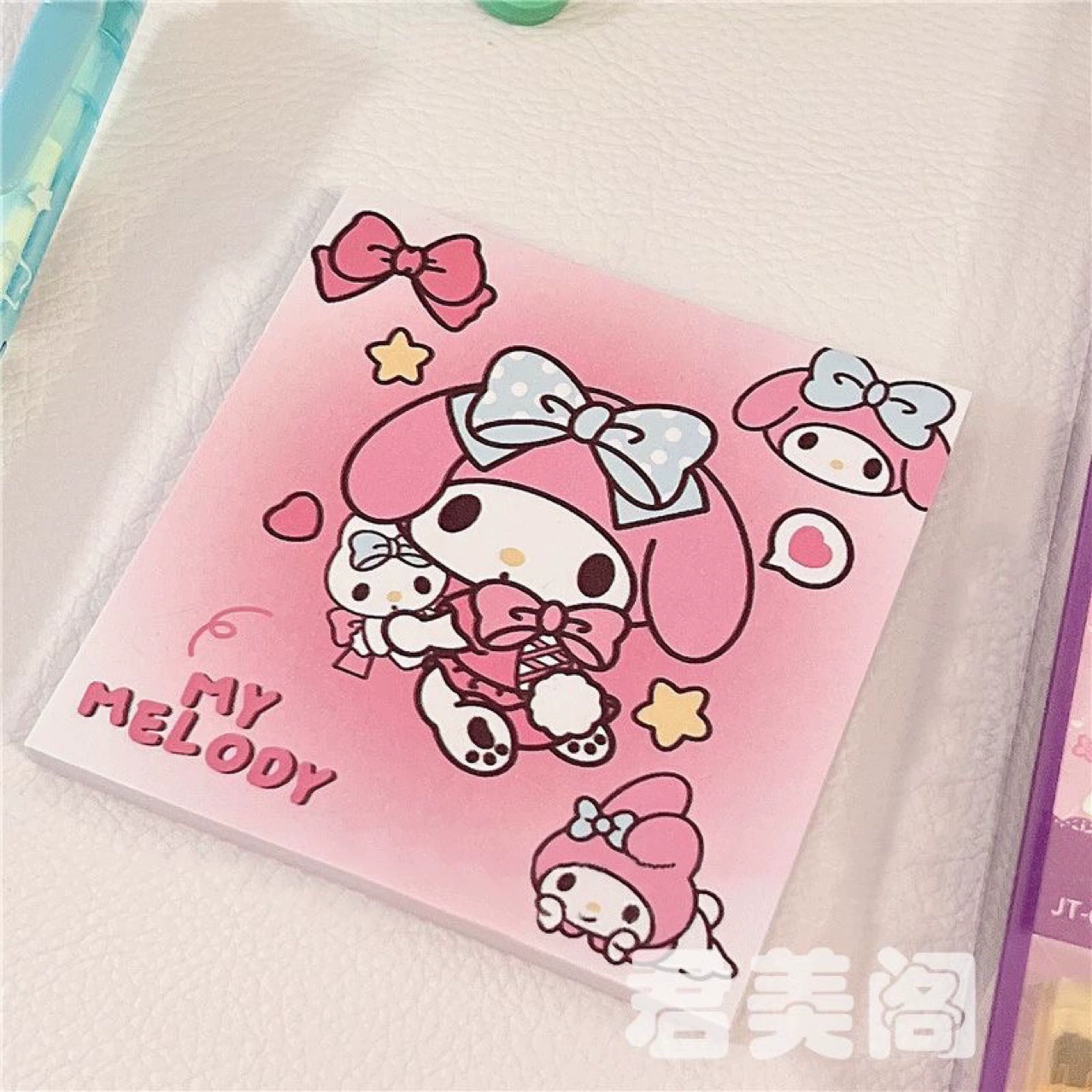 Notepad (Sanrio) cartoon sticky notes — cute characters Hello Kitty & friends, square memo pads, 0.007 kg