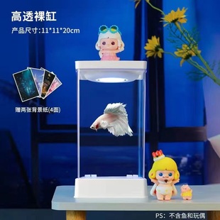 Thai Betta Small Living Room with Adjustable Seven-Color USB Light Background Cardboard Ecological Creative Aquarium Fish Tank