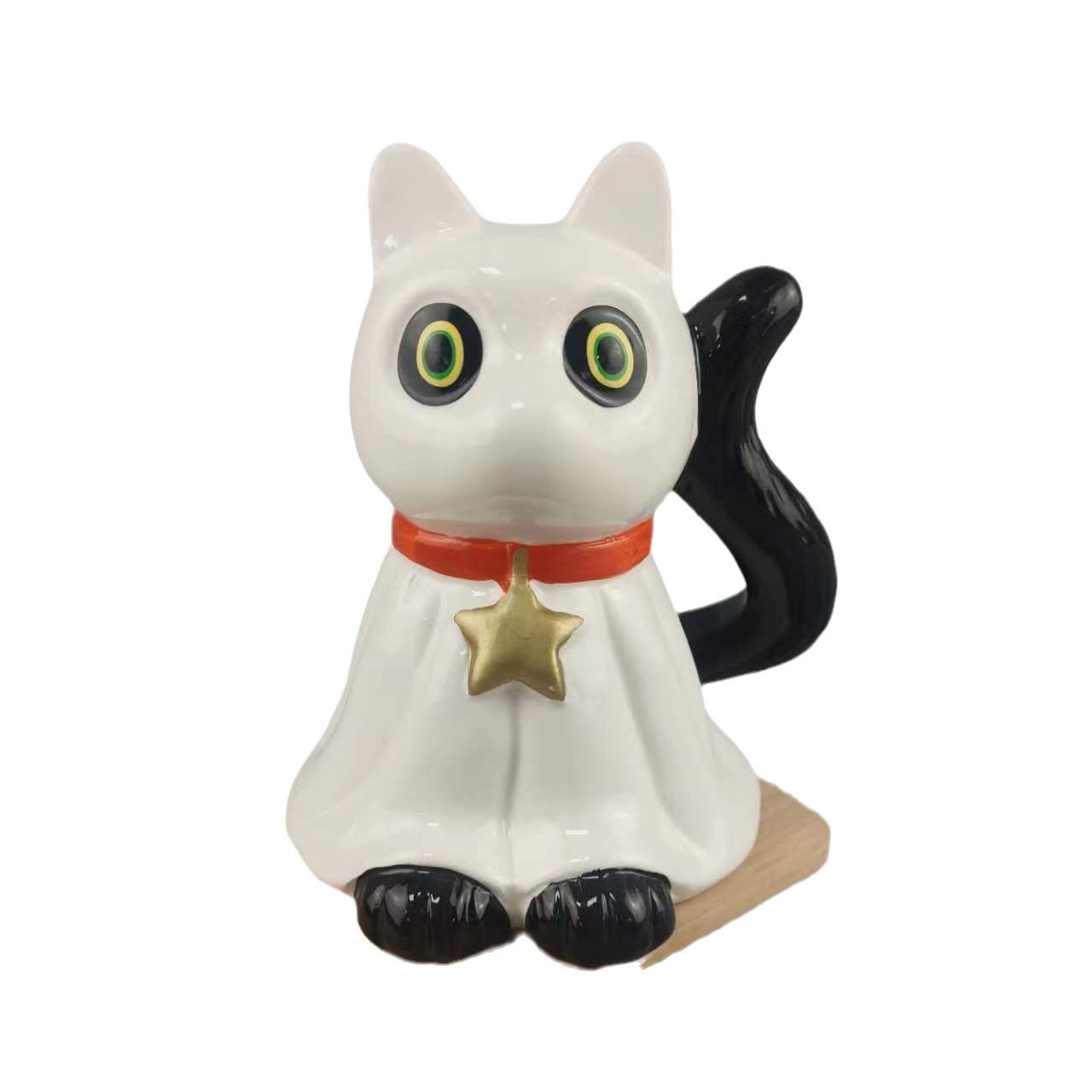 Porcelana blanca adorable gato creativo sala de estar gabinete de televisión decoración de cerámica artesanía Halloween