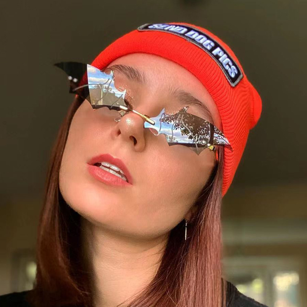 Nouvelles lunettes de soleil chauve-souris sans cadre européennes et américaines, lunettes de soleil photo de fête amusantes et colorées, lunettes de soleil tendance transfrontalières_voghion.com