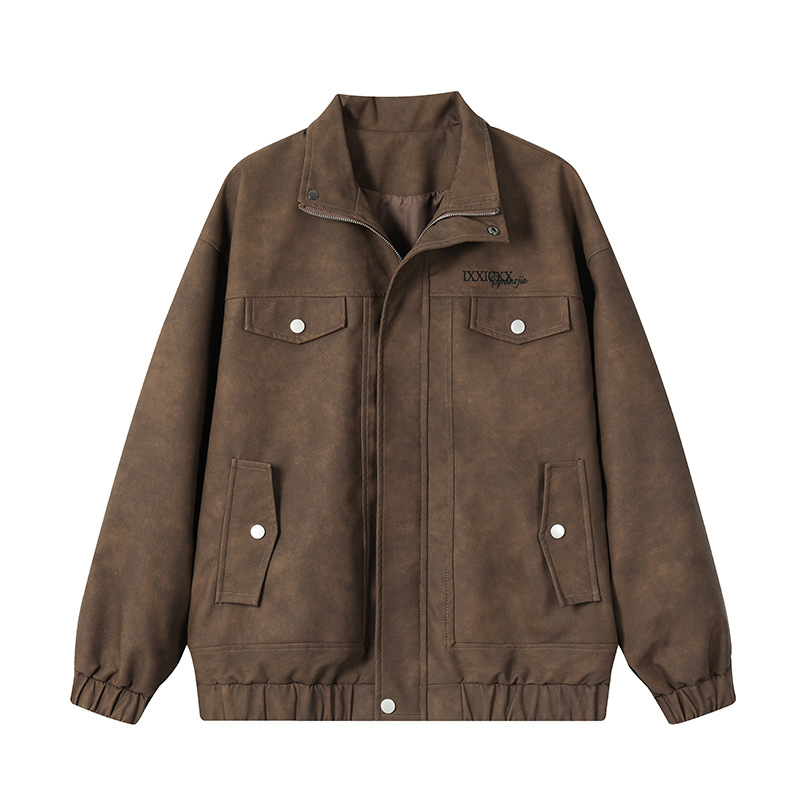 Men's Leather Biker Jacket Racing Style Casual Spring Autumn Coat_voghion.com