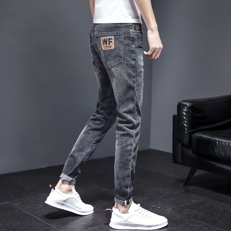 2024 Printemps et Automne Nouvelle Marque De Jeans Élastique Minceur Petite Jambe Pantalon Homme Version Coréenne Tendance Polyvalent Show Slim_voghion.com