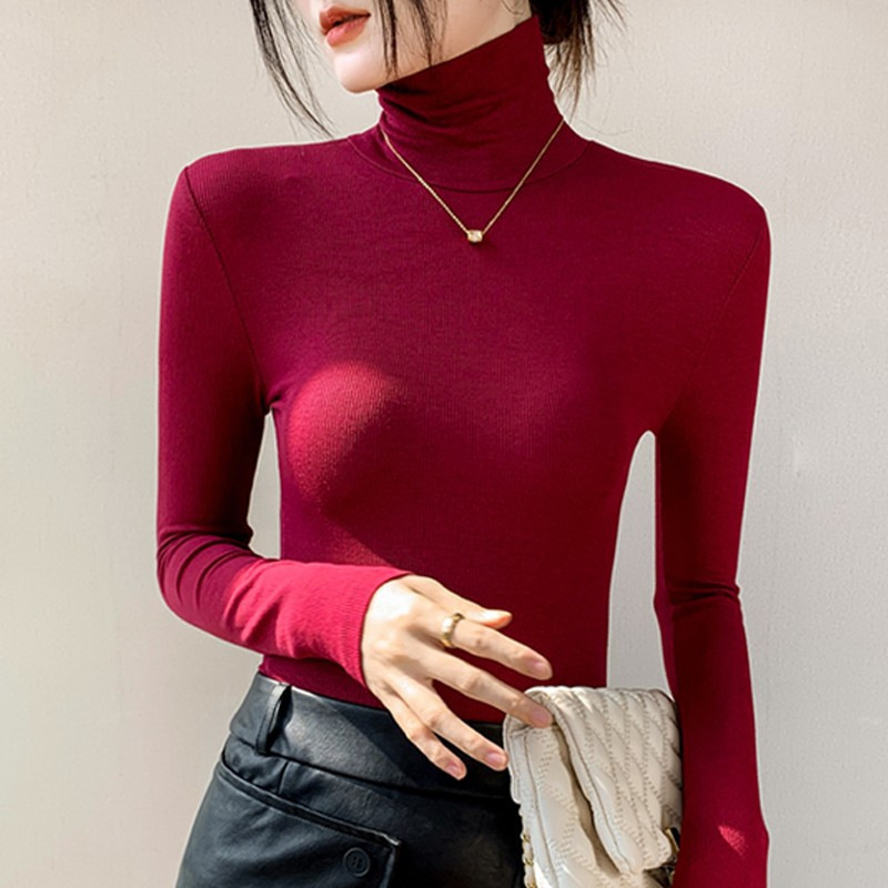 Black Modal Turtleneck Bottoming Shirt for Women with Autumn and Winter 2025 New Style Long-Sleeved Tight Pile Collar Top Black Modal Turtleneck Bottoming Shirt for Women with Autumn and Winter 2025 New Style Long-Sleeved Tight Pile Collar Top