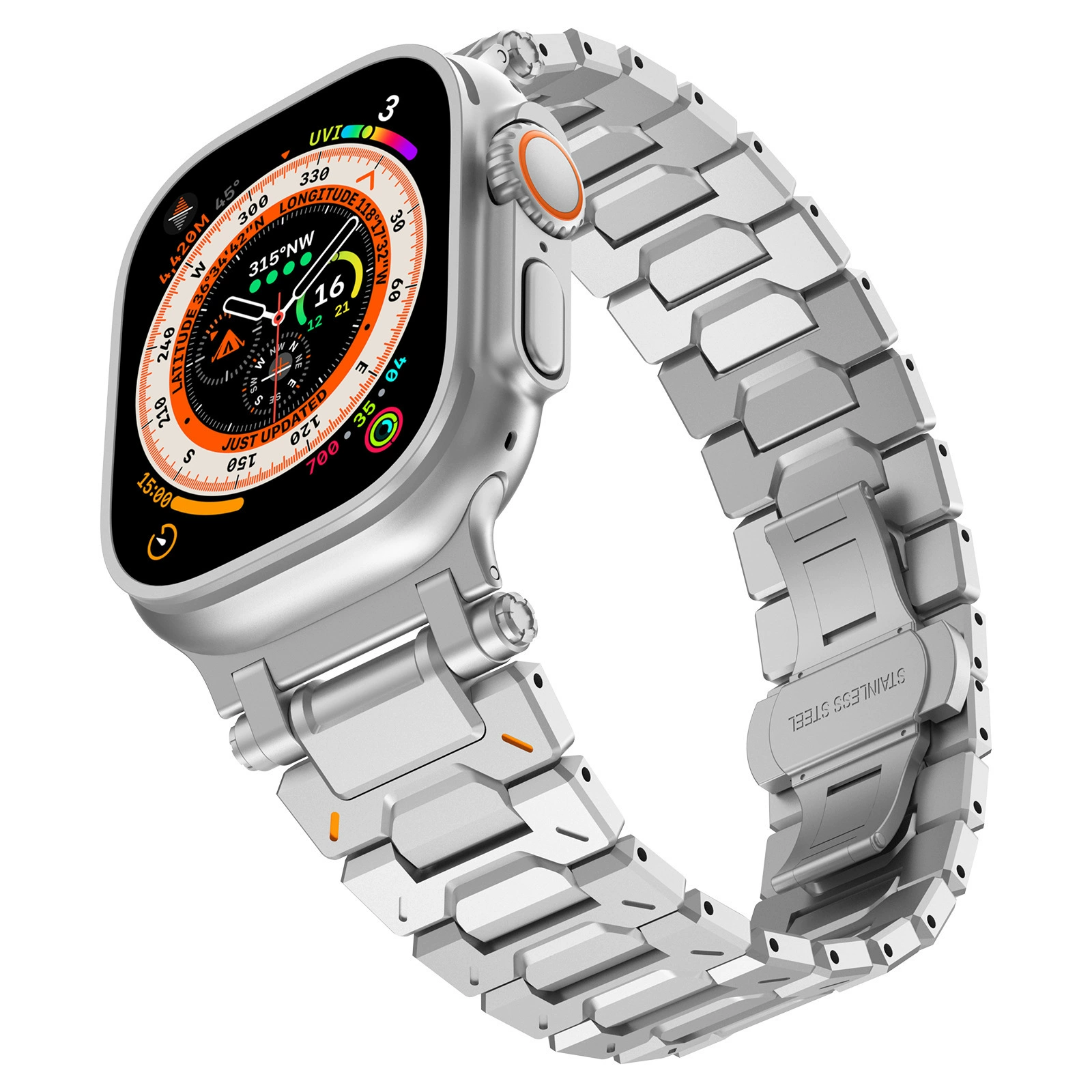 ticmate Explorer: браслет из нержавеющей стали для Apple Watch Ultra, цвета серебро, титан, черный