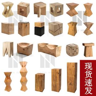 方形木墩底座茶几实木凳原木树桩茶几圆墩民宿床头柜角几客厅矮凳-阿里巴巴