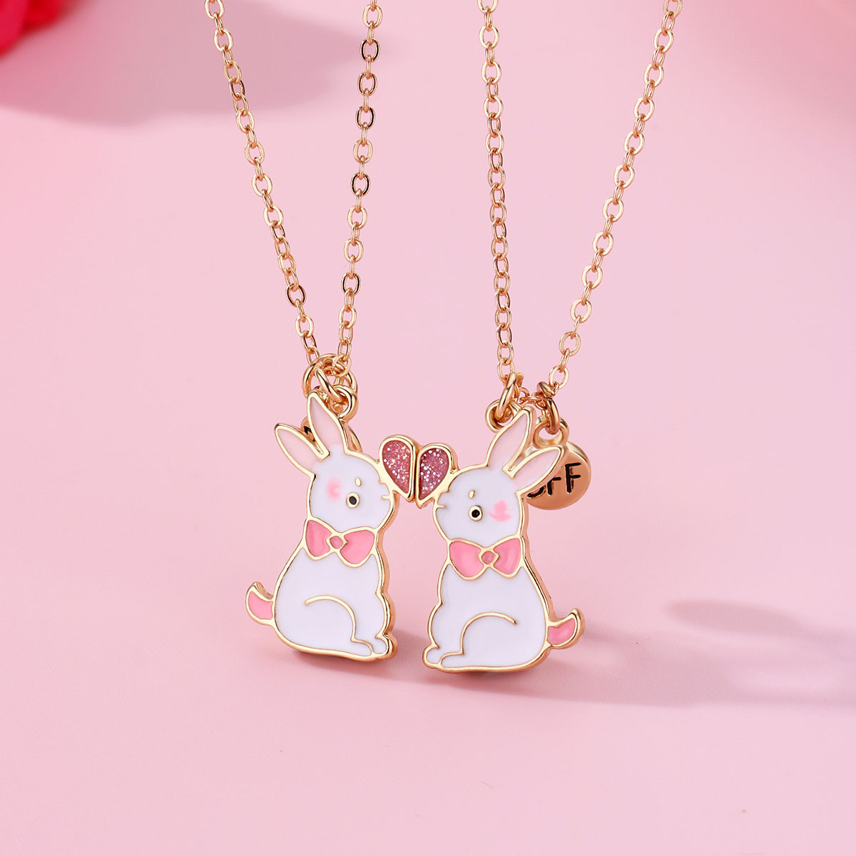 Cute Simple Style Rabbit Heart Shape Alloy Enamel Easter Kid'S Pendant Necklace display picture 6