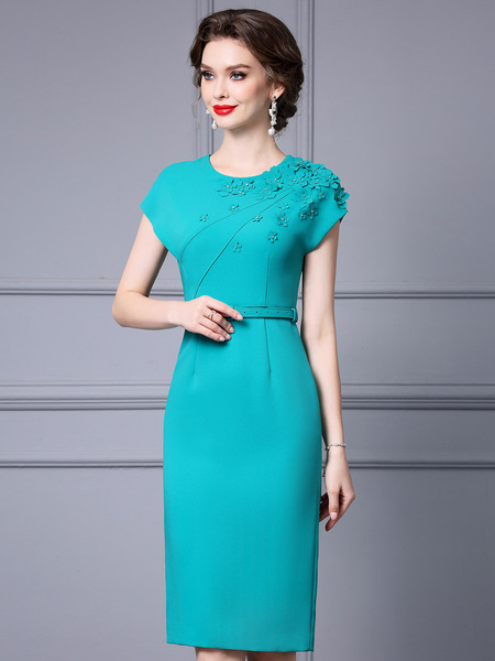 Zhili Elegant and Generous Hip Wrap Skirt Mid skirt High end 3D Folded Flower Waist Slim Wrap Shoulder Sleeve Dress Summ