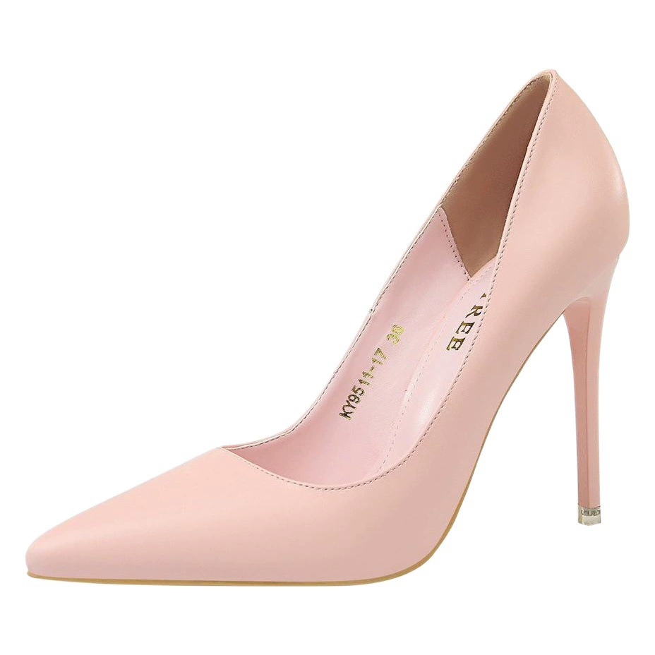 9511-17 Модная простая женская обувь в корейском стиле для похудения, пикантные туфли на высоком каблуке-шпильке с острым носком и мелким горлышком