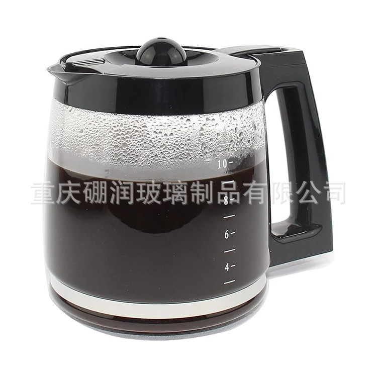 批发定制高硼硅玻璃咖啡壶12杯滴漏式咖啡机配件玻璃咖啡壶替换
