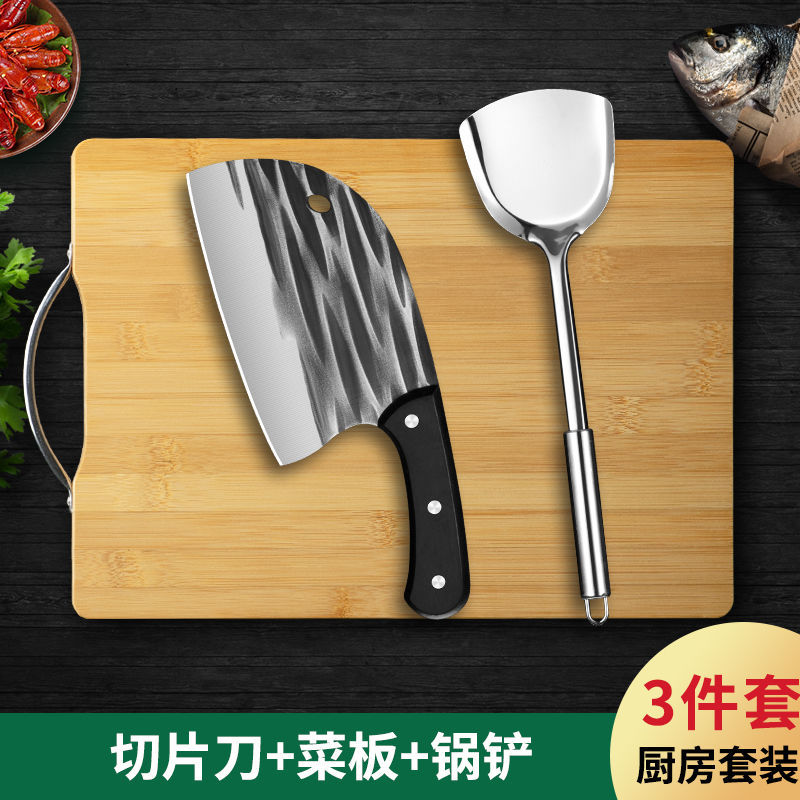 Set de cuchillos de cocina con tabla 2 en 1, cuchillo forjado, ideal para hogar o dormitorio