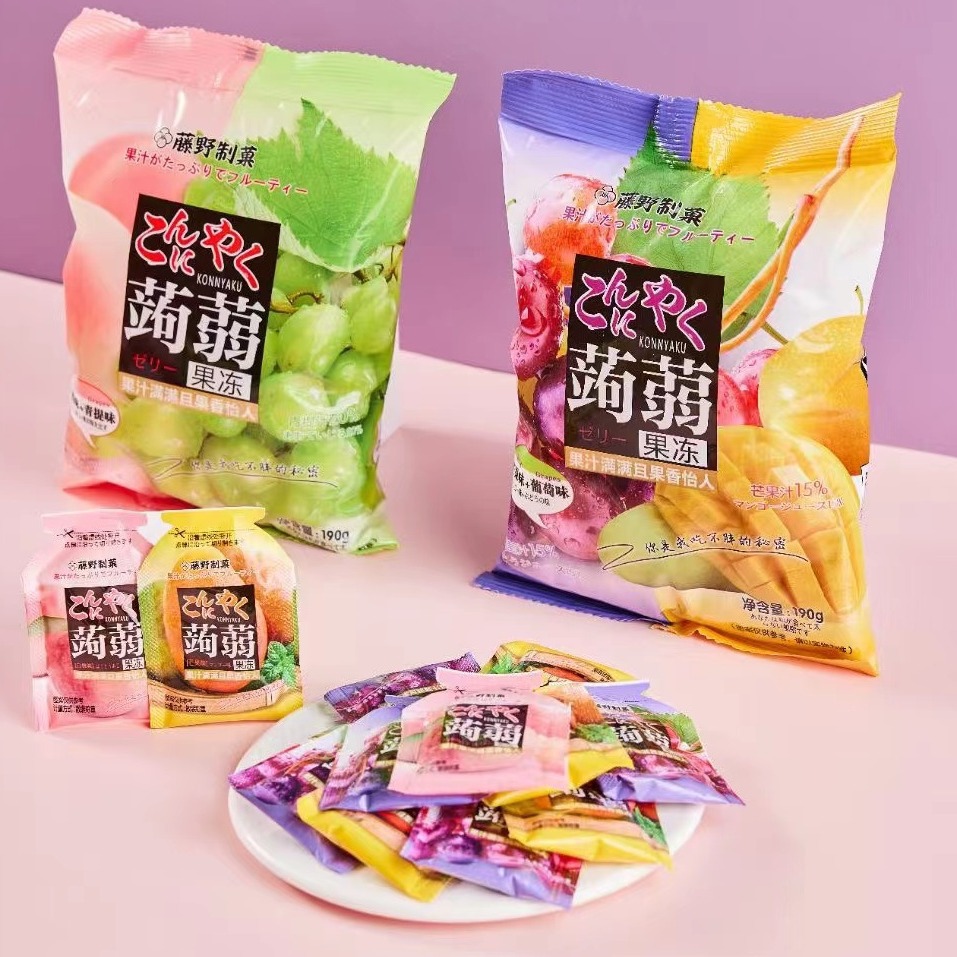 Tengyo Edible Jelly - White Peach + Blackberry / Mango + Grape Flavor, Student & Children's Snack