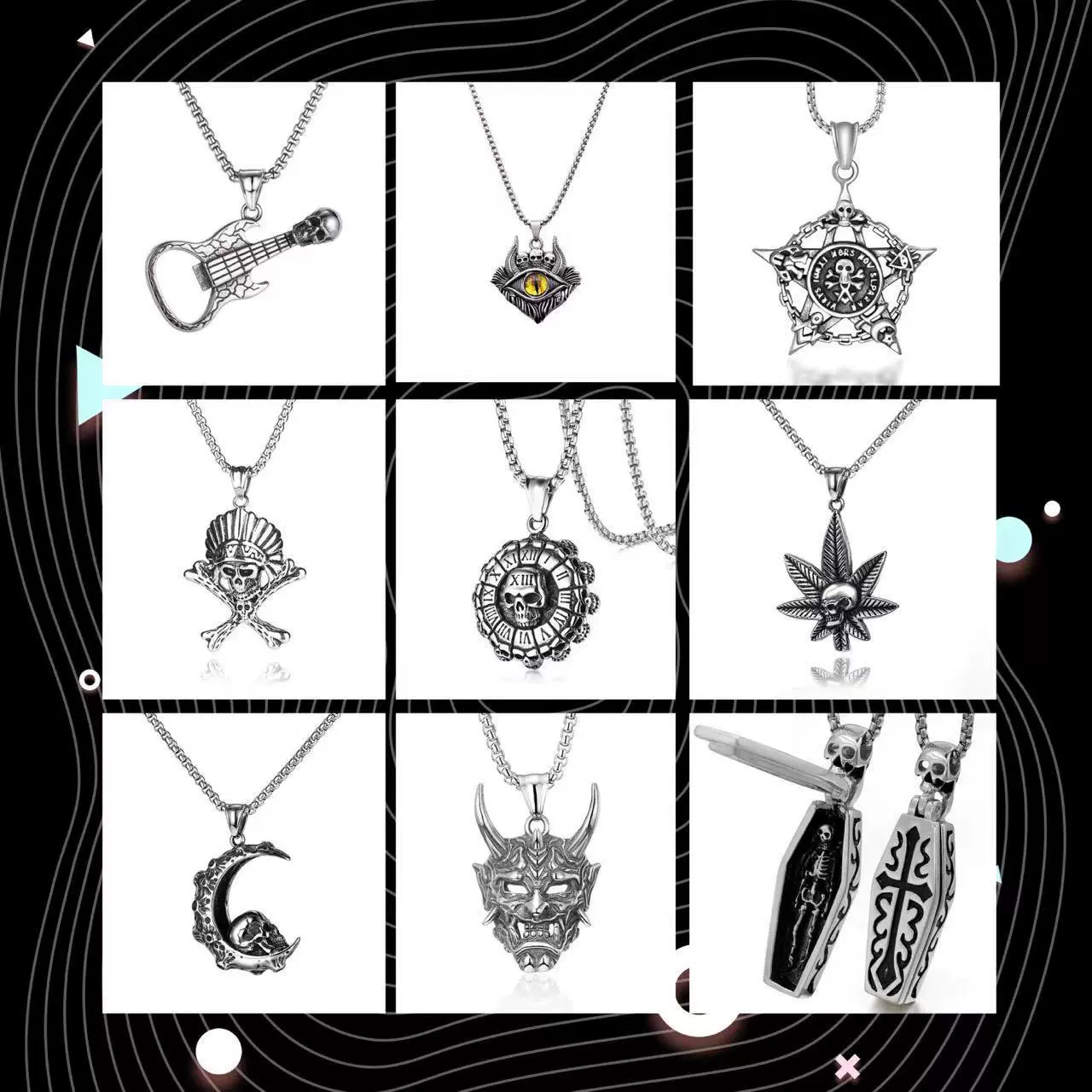 跨境热销嘻哈项链男高级感饰品小众设计朋克风颈链个性钛钢项链