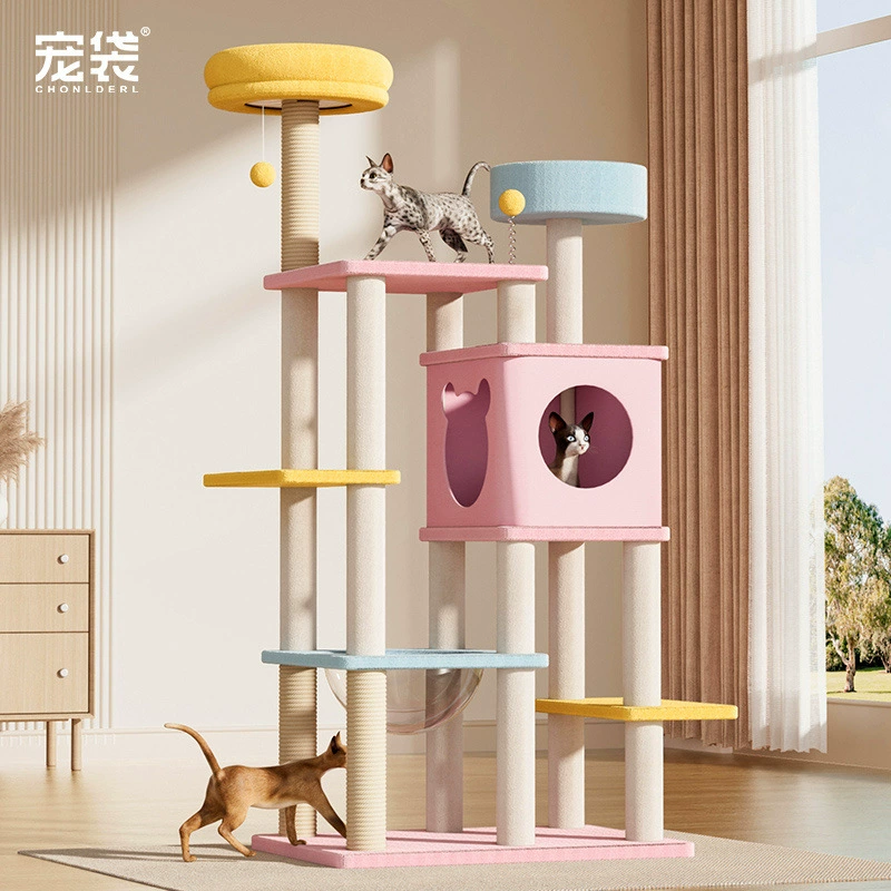 Кошачий лазательный комплекс, кошачье гнездо, кошачье дерево, большая полка для кошек, сизалевая доска для когтей, платформа для прыжков в космической капсуле, не занимает места для кошек.