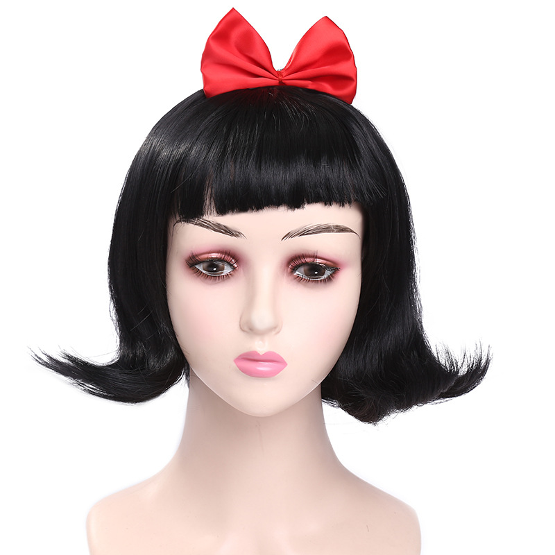 舞台表演白雪公主cosplay角色扮演假發道具蝴蝶結短發造型假發