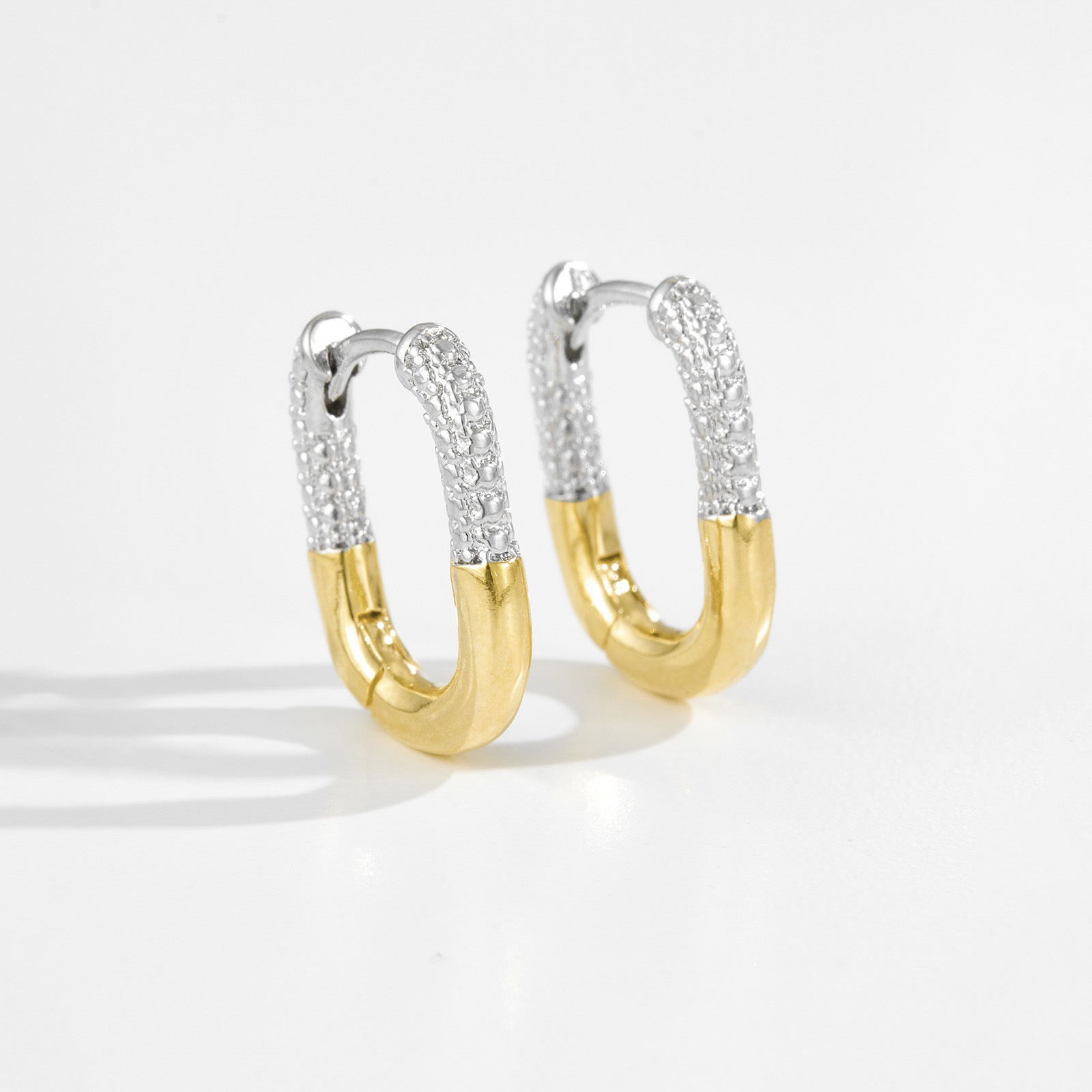 Andy Wen Retro Earrings for Women, Gold and Silver Color Combination, Niche Design, Exquisite European and American Fashion Ear Clips and Earrings