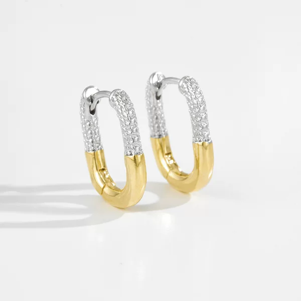 Andy Wen Retro Earrings for Women, Gold and Silver Color Combination, Niche Design, Exquisite European and American Fashion Ear Clips and Earrings