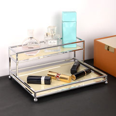Ins style light luxury desktop cosmetics, perfume and skin care double-layer storage rack acrylic bathroom desktop storage rack