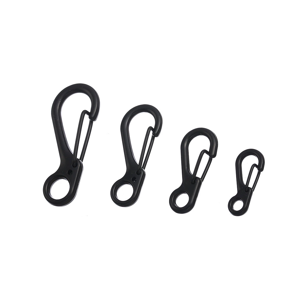 Мини S-образная пряжка для аксессуаров для багажа, электролизная черная пряжка для ушей, подвесная пряжка, маленькая пряжка-крючок, аксессуары для брелоков, пряжка с крючком из нейлоновой веревки