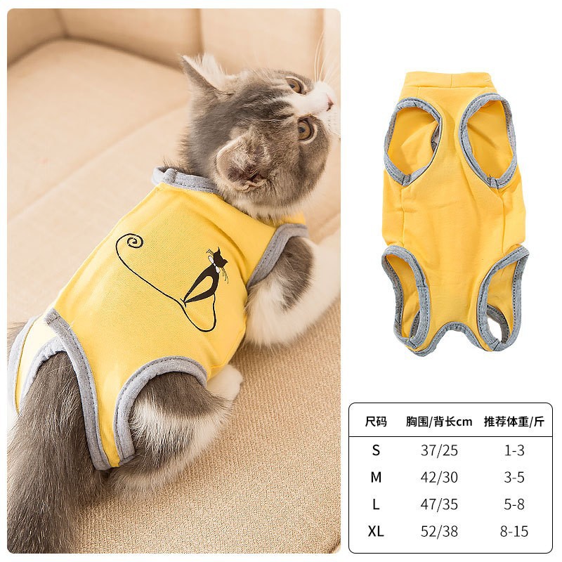 Nueva ropa de esterilización de gato cinta impresa completa ropa de destete ropa de post-operación anti-lamer verano mascota gato perro ropa de gato delgada