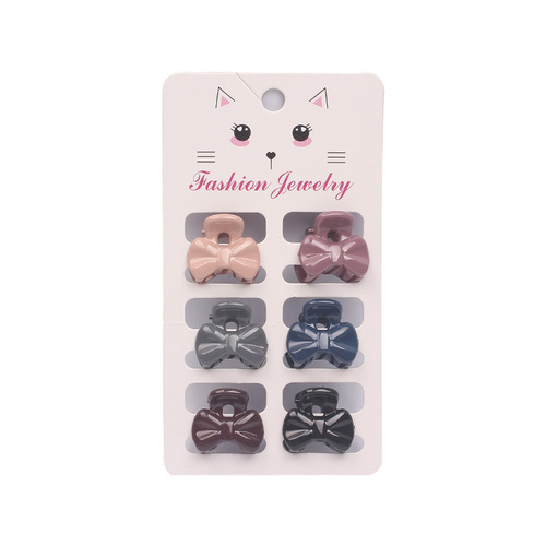 Korean style dark color 6 card-mounted small hairpins, fashionable mini hairpins, girls' back of head hairpins D218