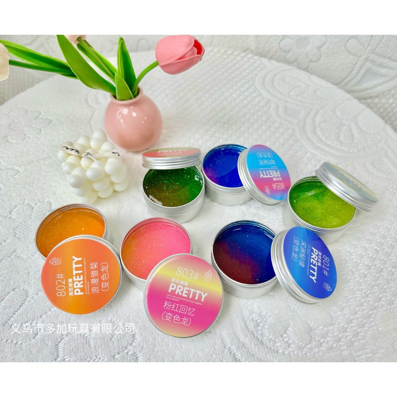 B caja de aluminio camaleón líquido barro cristal nuevo color del arco iris cambio juguetes niños como puesto al por mayor