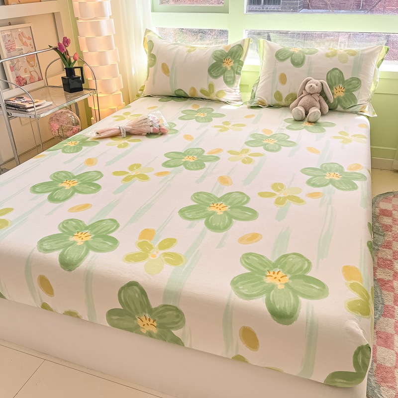 Sombrilla de cama de algodón pieza individual 100 algodón dormitorio de estudiantes colchón individual funda protectora funda de cama funda de almohada juego de tres piezas 2