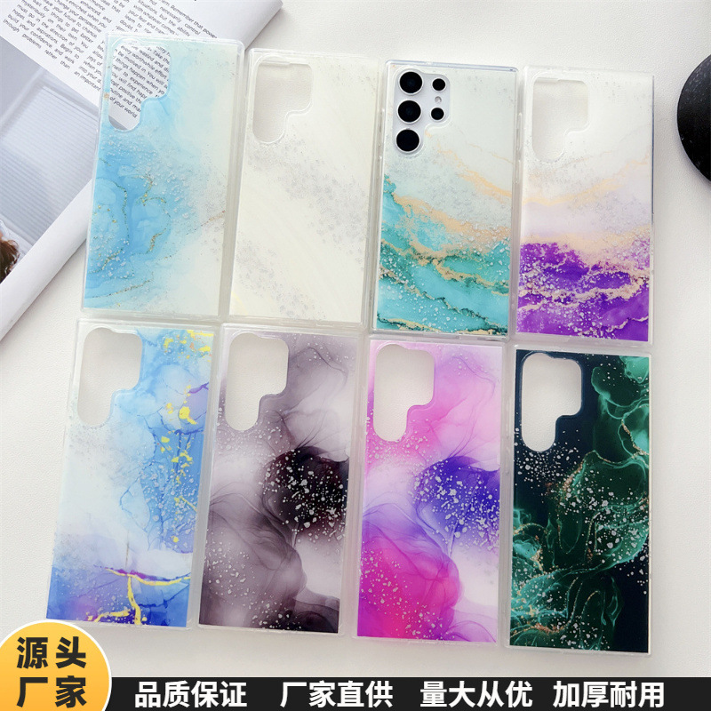Applicable to Samsung S24Ultra mobile phone shell double-sided film Glitter marble S23Ultra advanced S22Plus
