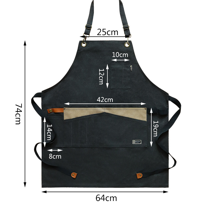Amazon delantal de lona gruesa logotipo personalizado jardinería tallado artista ropa de trabajo delantal de café al por mayor personalizado