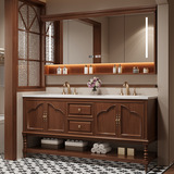 Умывальник в американском стиле Комбинация шкафчиков для ванной комнаты в китайском стиле в стиле ретро Раковина для ванной во французском стиле из шифера Встроенная двойная раковина горячего изгиба