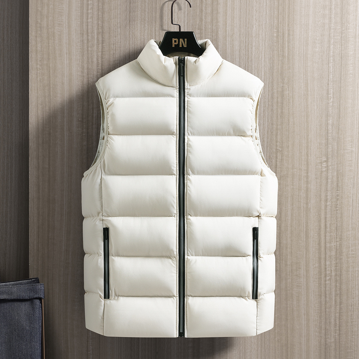 Invierno chaleco de algodón de pluma para hombres chaqueta de moda gruesa calentamiento hombro chaleco de pan de collar de caballo de collar de casualidad chaleco de vestir