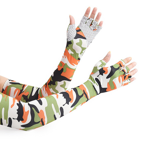 Outdoor half-finger gloves, summer thin sun protection cycling gloves, ice silk non-slip fishing sleeves