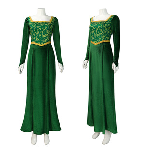 Monster Shrek Princess Fiona Cosplay Costume Princess Fiona Green Long Dress cos Costume