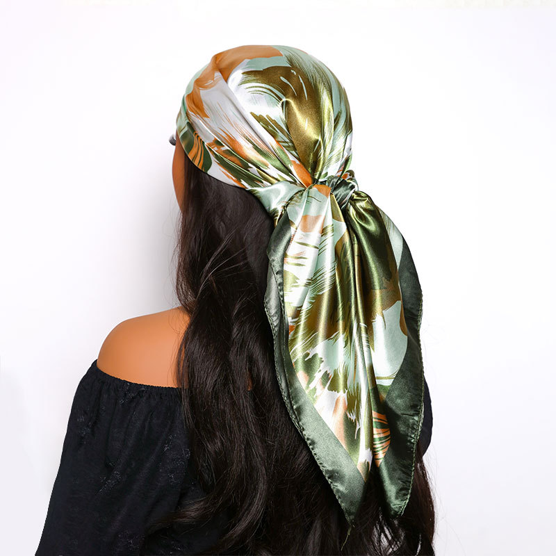 Square Satin Silk Scarf Trendy Versatile Shawl For Women_voghion.com