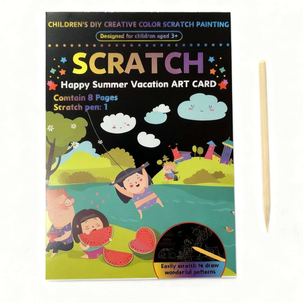 Colorido libro de dibujos de raspado hecho a mano papel de pintura DIY regalo de jardín de infantes de niños arte papel de raspado divertido raspado al por mayor