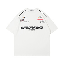 唐沐潮人2023夏季新款美式潮流复古暗黑机车街头宽松简约短袖t恤