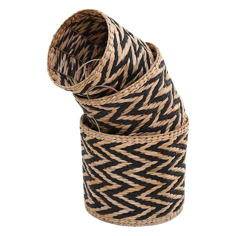 Cesta de almacenamiento tejida a mano de paja de estilo europeo manija cesta de mano suministros para el hogar misceláneas de juguete tubo de almacenamiento fábrica