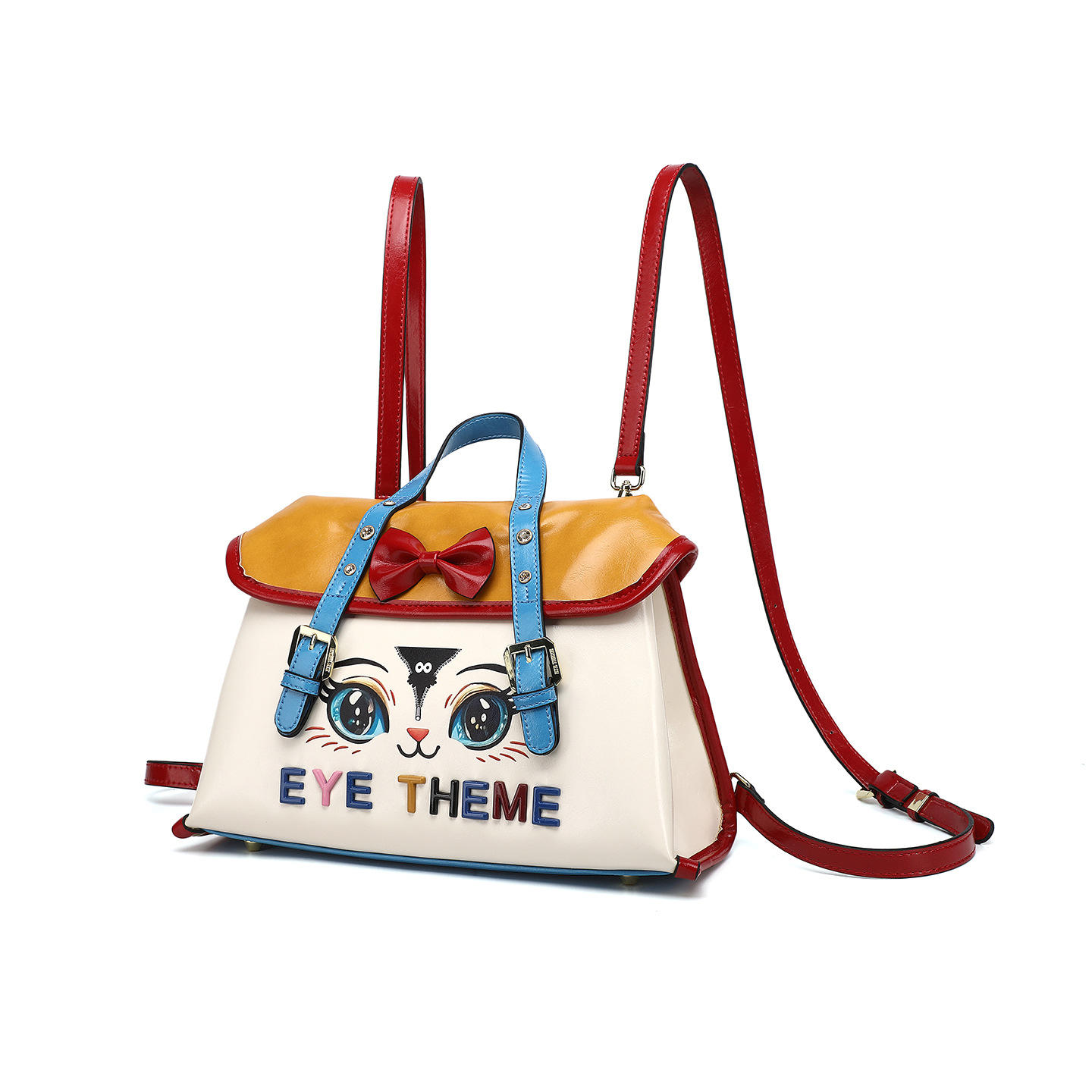 Estudiantes lindos bolsas de dibujos animados de moda color sonriente multipropósito cera de aceite de piel bolsas de botón magnético diseño de damas 2861 #