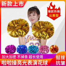啦啦操花球啦啦队手花拉拉队手拿运动会道具彩球手柄亮光金属花球